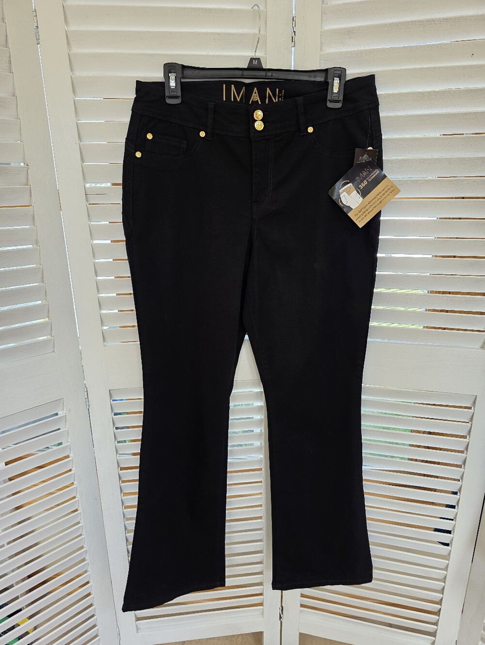 IMAN Women's Black Flare 360 Degree Technology Jeans Size 12